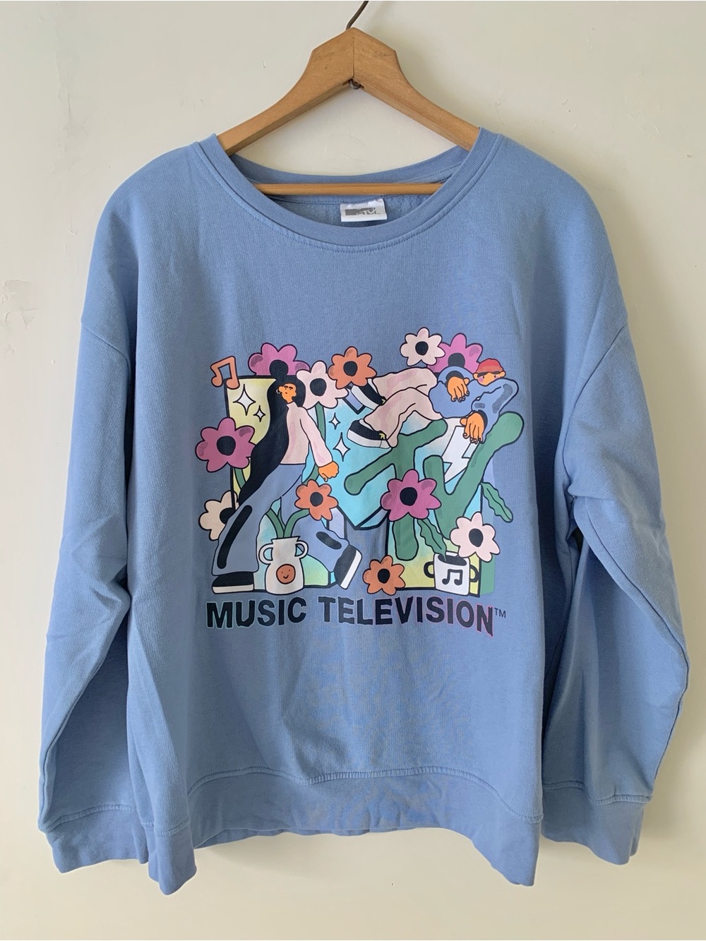 MTV Blue Crewneck Sweatshirt with Colorful Graphic